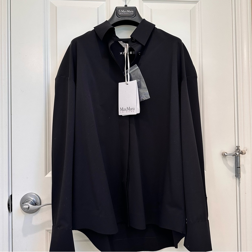 NWT MaxMara Leisure Black Button-up Shirt Size: Medium US6 Spring / Summer